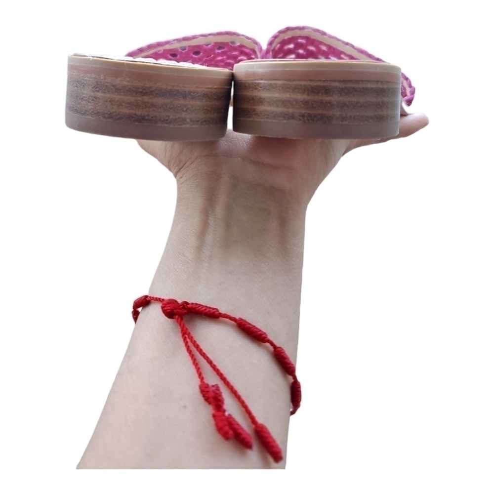 KATE Spade Berlin Fuschia Woven Leather Sandals Size 10M - Picture 3 of 5